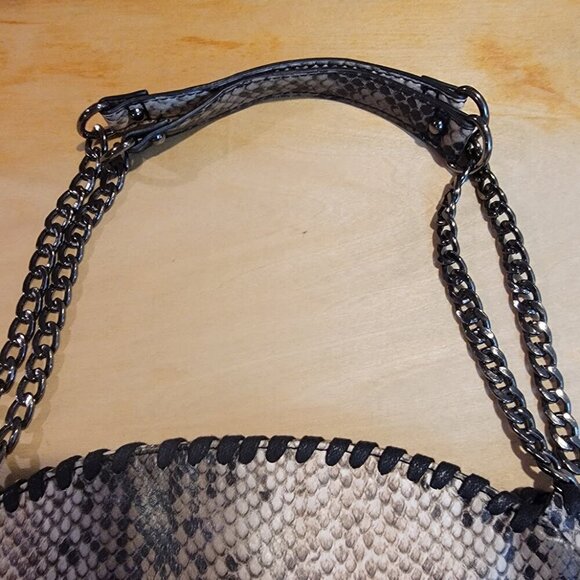 Steve Madden Faux Python Bag with Chain Handles and Shoulder Strap - Picture 8 of 14